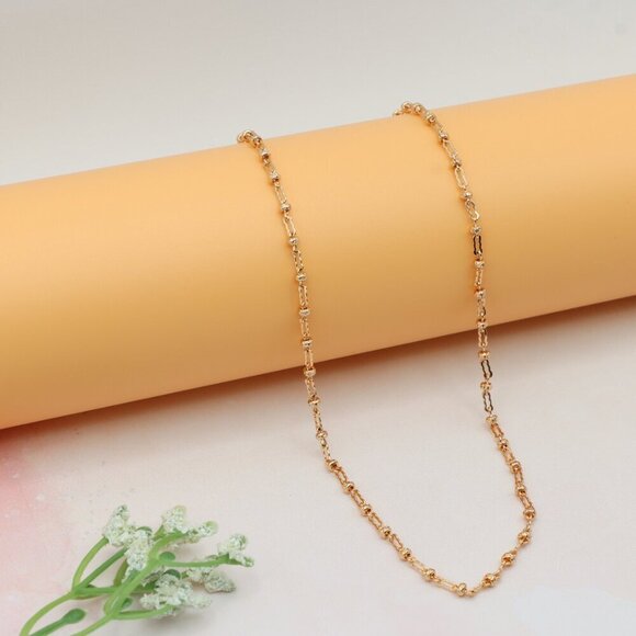 Textured Link Rose Gold Chain Necklace, XPNL0226 - Picture 1 of 12